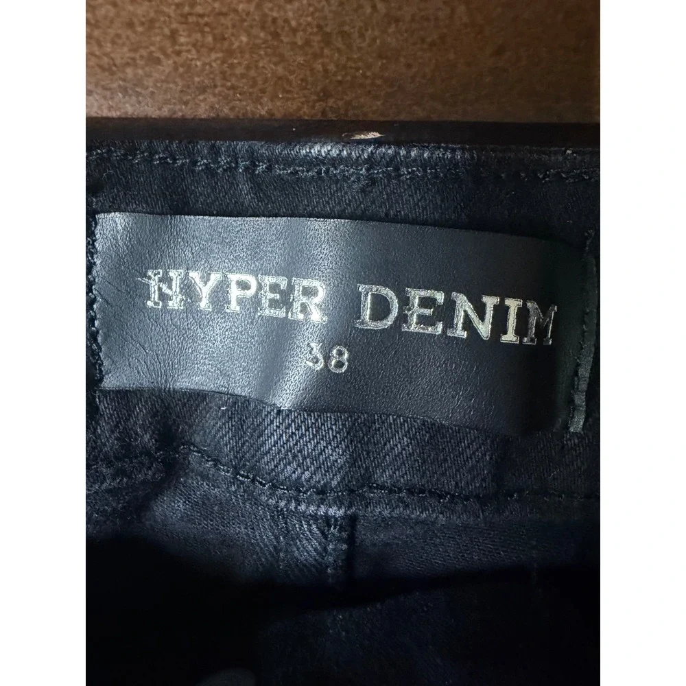 Hyper Denim Black Tiger Distressed Jeans Mens 38 Slim Tapered Streetwear